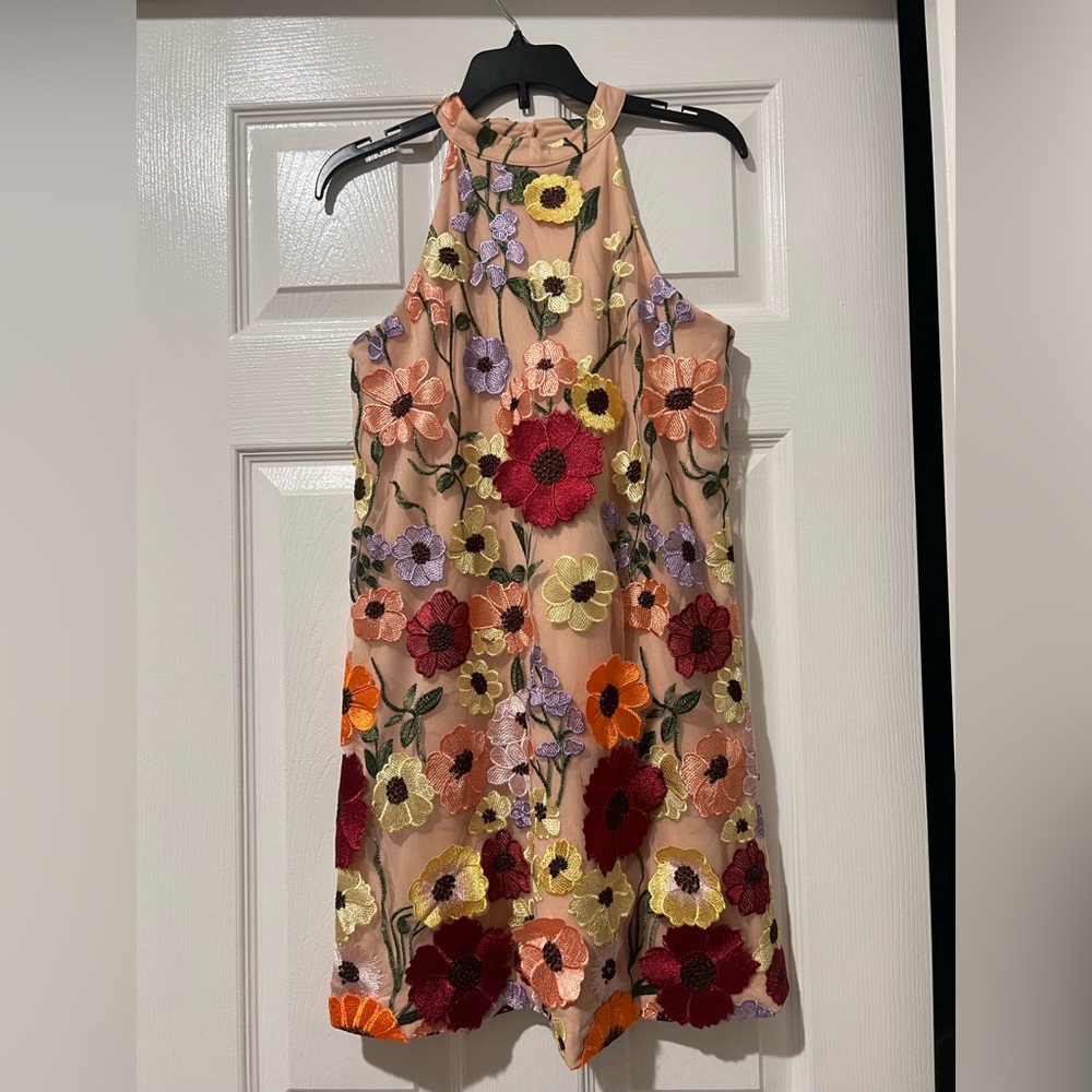 GB Girls Embroidered Floral Dress - Purple and Yellow